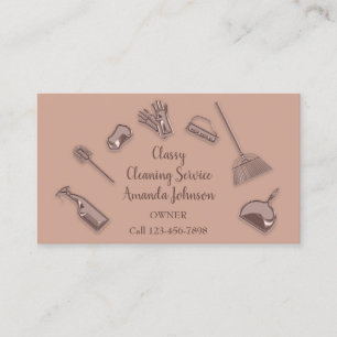 Carte De Visite Services de nettoyage de la maison Logo Rose Burea