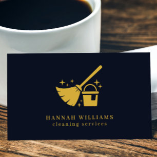 Carte De Visite Services de nettoyage de la maison Marine & Gold