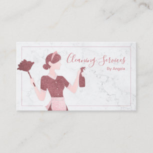 Carte De Visite Services de nettoyage de la maison Rose de marbre 