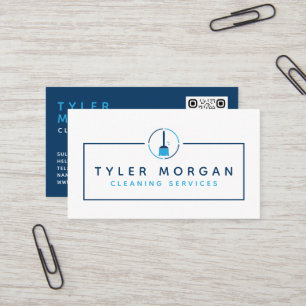 Carte De Visite Services de nettoyage de logo Blue Modern