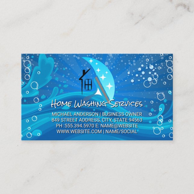Carte De Visite Services de nettoyage de maison | Bulles de savon (Devant)