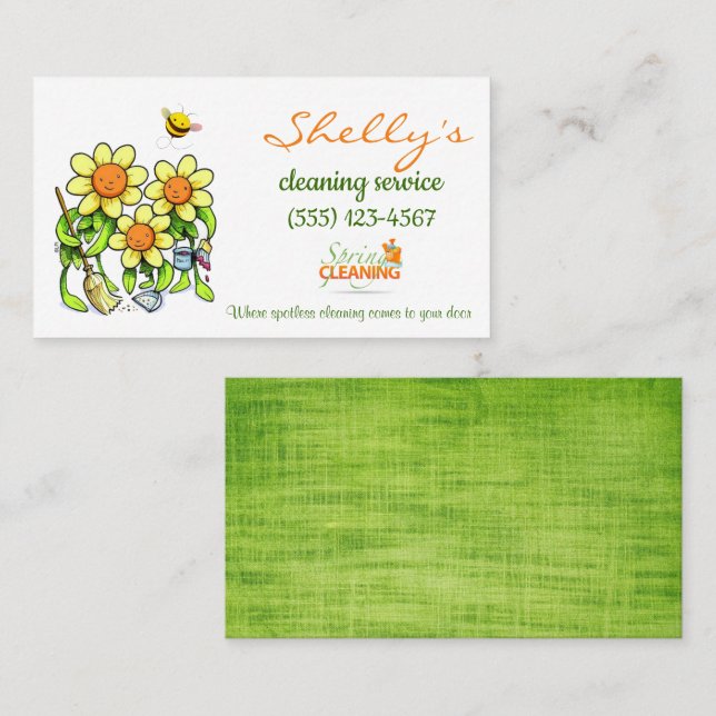 Carte De Visite Services De Nettoyage De Maison De Design Fleur Cu (Devant / Derrière)