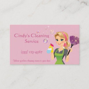Carte De Visite Services De Nettoyage De Maison Maid En Cartoon Ro