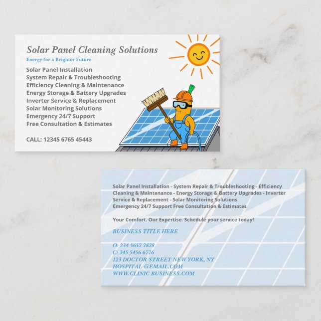 Carte De Visite Services de nettoyage de panneaux solaires (Devant / Derrière)
