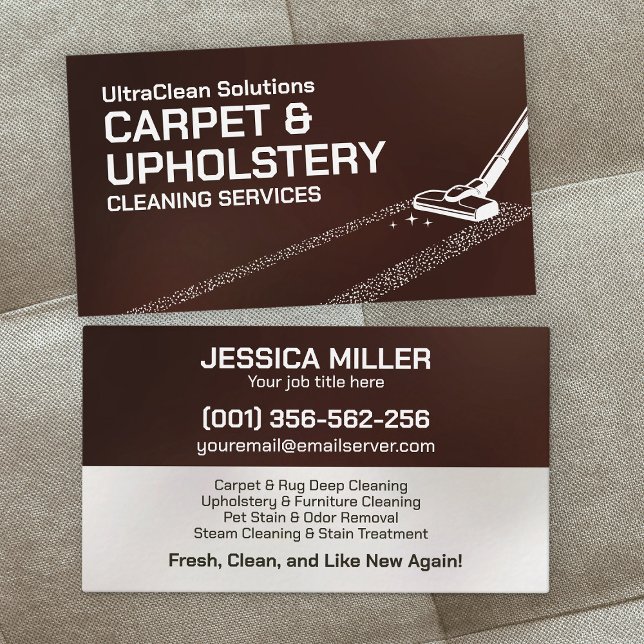 Carte De Visite Services de nettoyage de tapis et d'Upholstery (Créateur téléchargé)