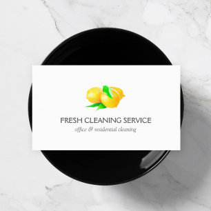 Carte De Visite Services de nettoyage des citrons d'aquarelle blan