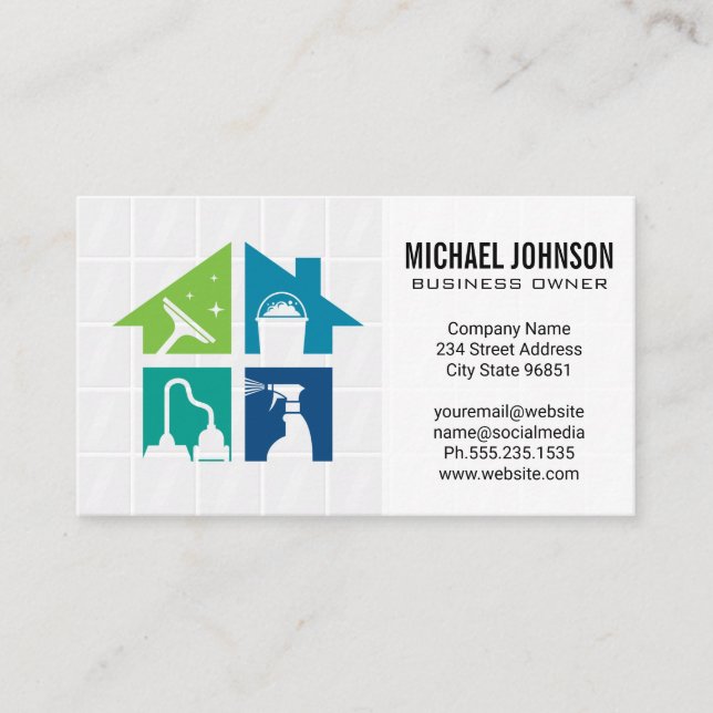 Carte De Visite Services de nettoyage des maisons | Carreaux de sa (Devant)