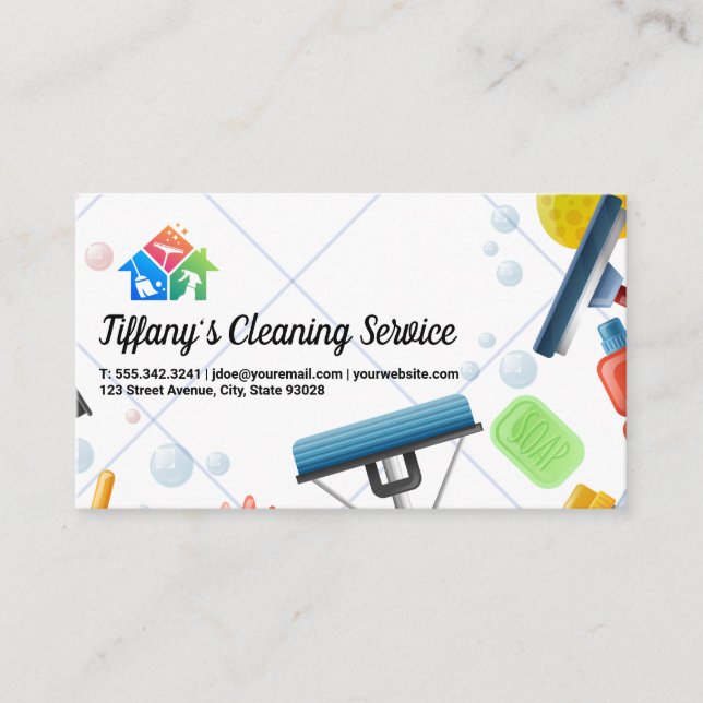 Carte De Visite Services de nettoyage des maisons | Outils (Devant)