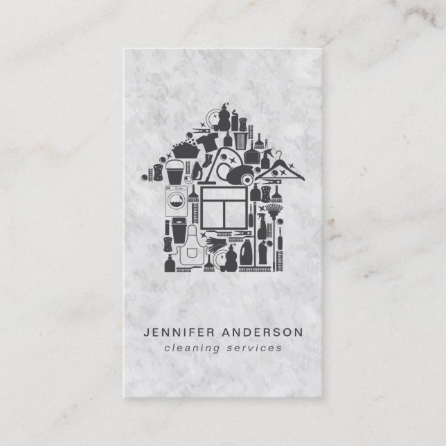 Carte De Visite Services de nettoyage gris modernes (Devant)