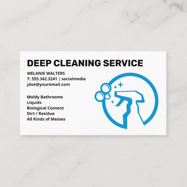 Carte De Visite Services de nettoyage | Logo bleu bouteille de vap (Devant)