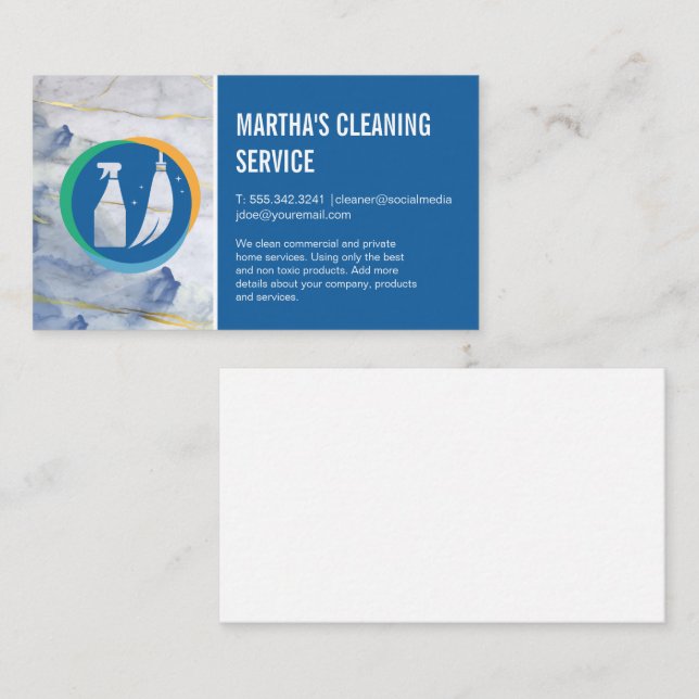 Carte De Visite Services de nettoyage | Logo de la chambre de pulv (Devant / Derrière)