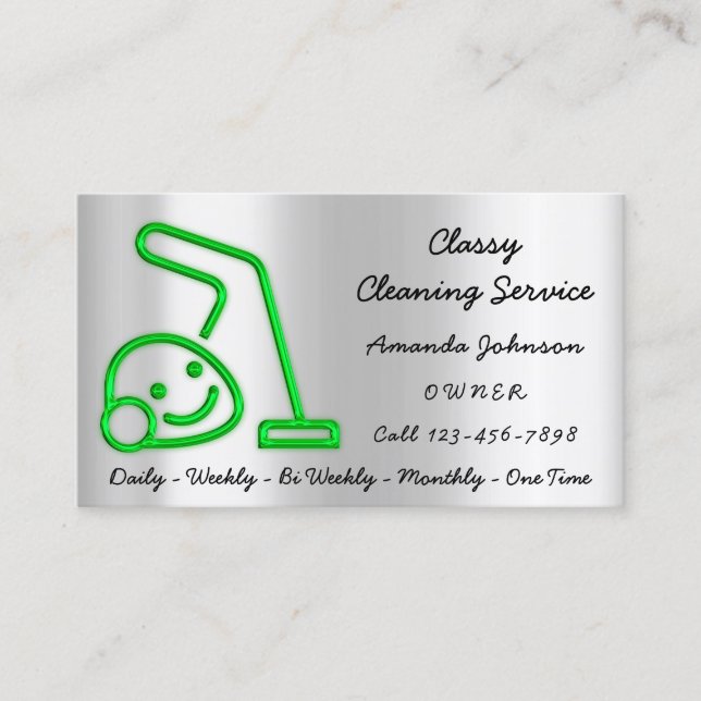 Carte De Visite Services de nettoyage Logo du nettoyeur à vide dom (Devant)