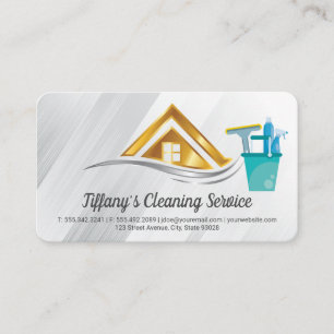 Carte De Visite Services de nettoyage   Logo Résidentiel