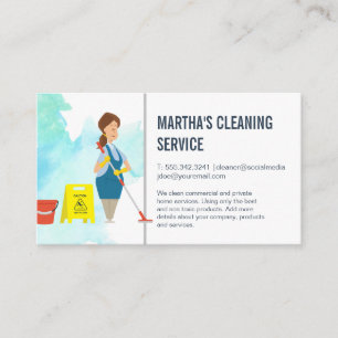 Carte De Visite Services de nettoyage   Maid with mope