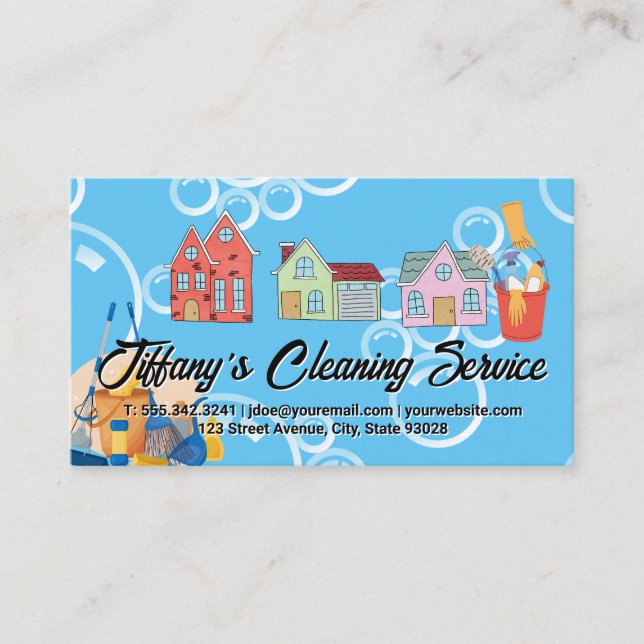 Carte De Visite Services de nettoyage | Maisons de quartier | Bull (Devant)