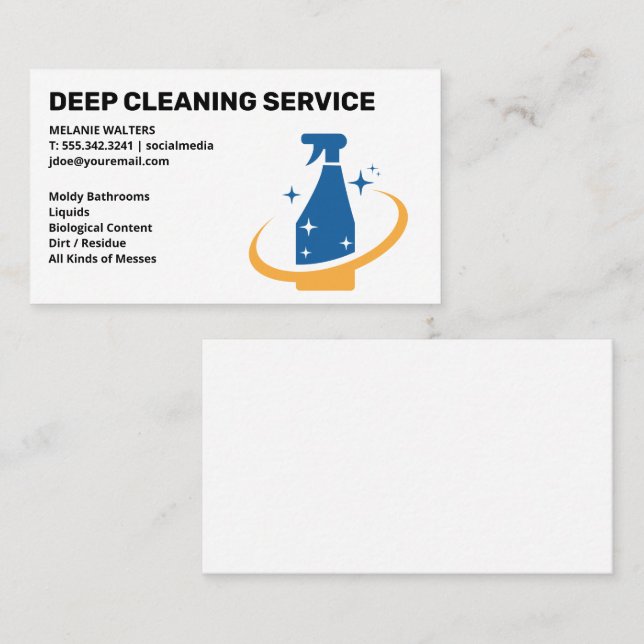 Carte De Visite Services de nettoyage | Nettoyage des domestiques  (Devant / Derrière)