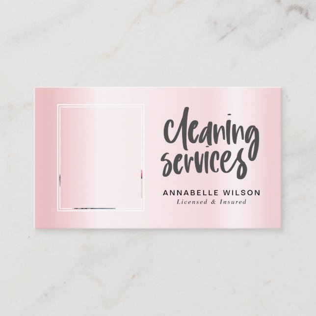 Carte De Visite Services de nettoyage Photo moderne (Devant)
