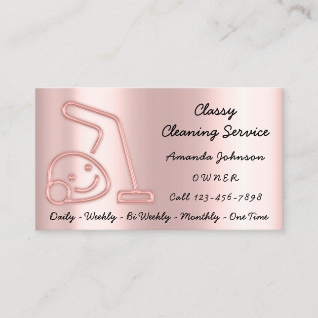 Carte De Visite Services de nettoyage rose classique Nettoyeur de  (Devant)