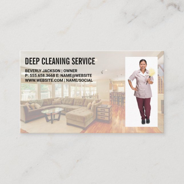 Carte De Visite Services de nettoyage | Salon | Maid (Devant)