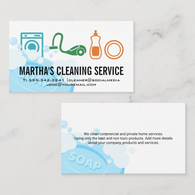 Carte De Visite Services de nettoyage | Savon (Devant / Derrière)