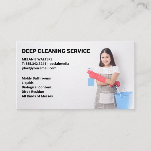 Carte De Visite Services de nettoyage | Seau de retenue et vaporis (Devant)