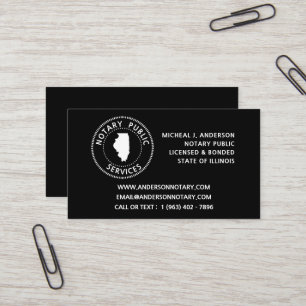 Carte De Visite Services de notaire public de l'Illinois