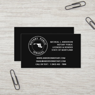 Carte De Visite Services de notaire public du Maryland