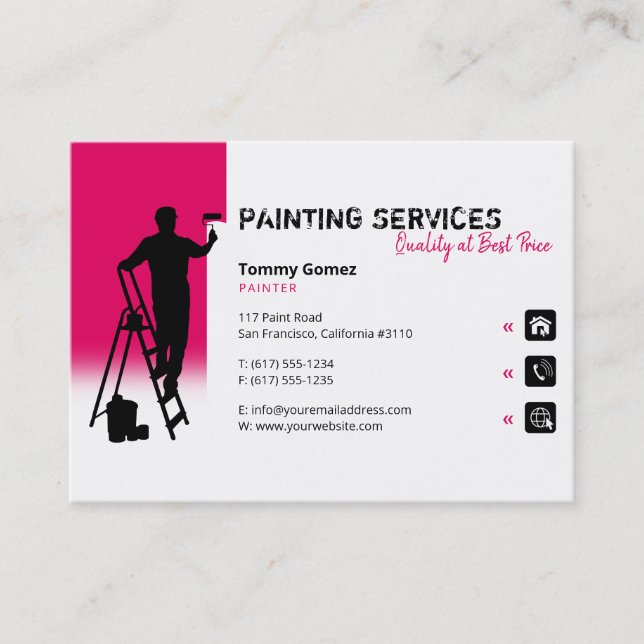 Carte De Visite Services de peinture à la fraise | Peintre au trav (Devant)