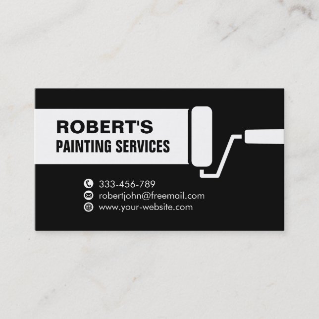 Carte De Visite Services de peinture à pinceau à rouleaux Noir (Devant)