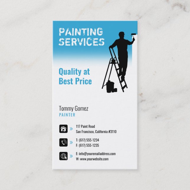Carte De Visite Services de peinture | Peintre au travail (Devant)