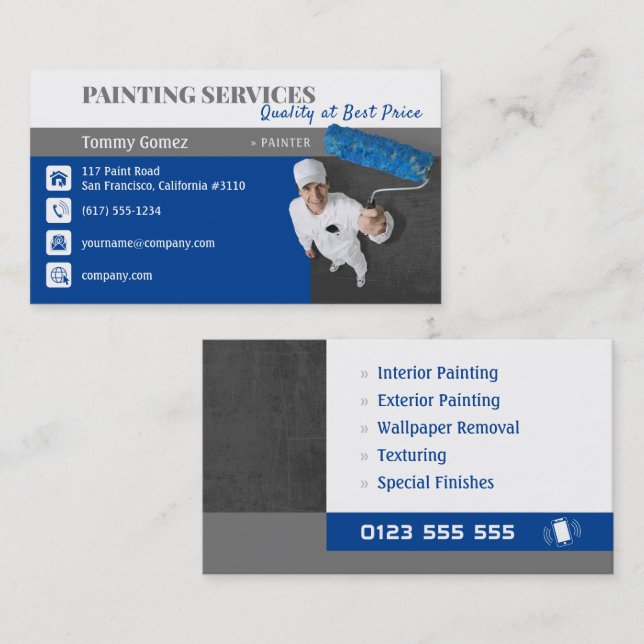 Carte De Visite Services de peinture | Peintres professionnels (Devant / Derrière)