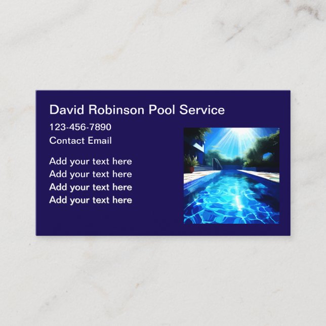 Carte De Visite Services De Piscine De Luxe (Devant)