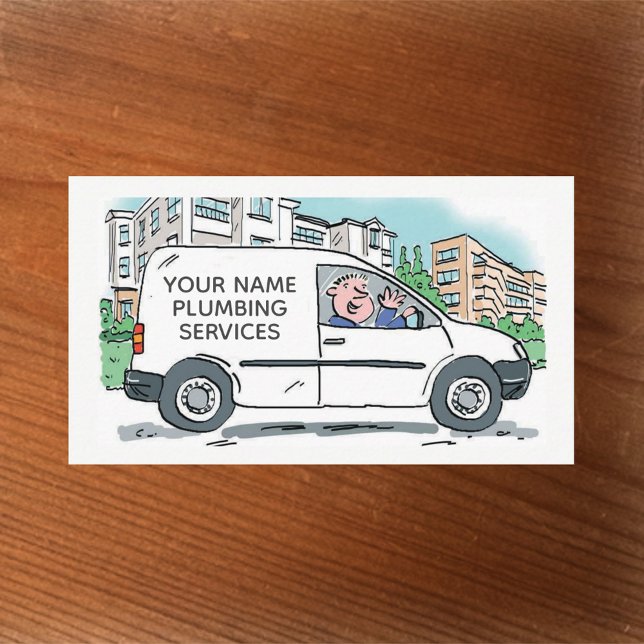 Carte De Visite Services de plomberie avec nom sur Van Company (Créateur téléchargé)