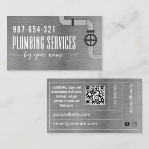Carte de visite services de plomberie Chrome Métal