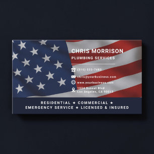 Carte De Visite Services de plomberie patriotiques professionnels
