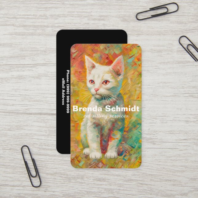 Carte De Visite Services de pose de chats (Devant/Arrière en situation)