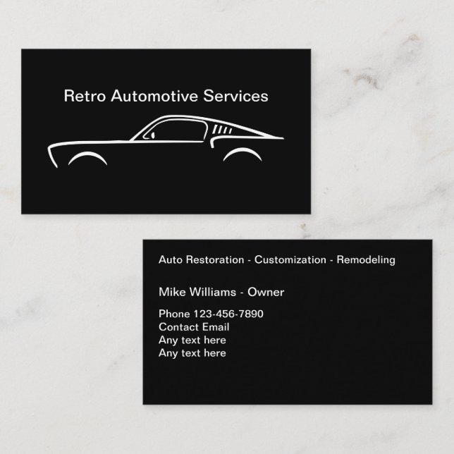 Carte De Visite Services de restauration automobile cool (Devant / Derrière)