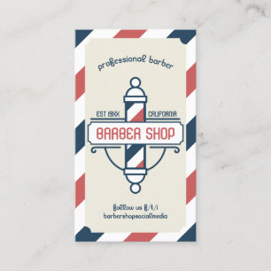 Carte De Visite Services de salon de coiffure Logo de poteau vinta