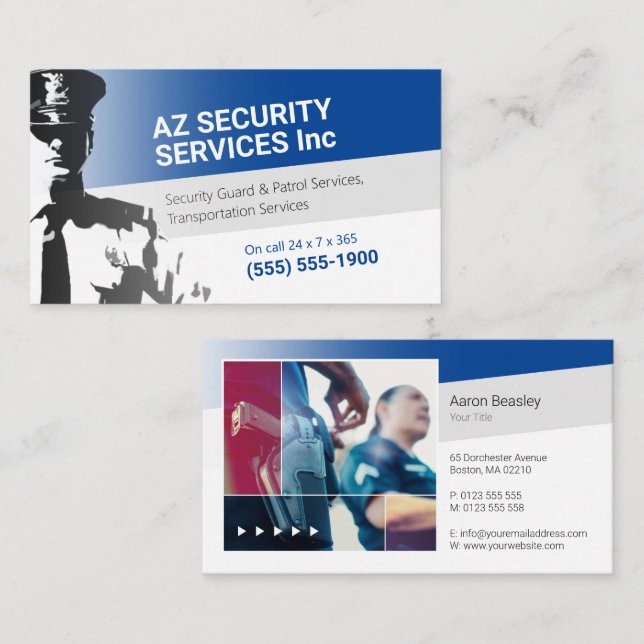 Carte De Visite Services de sécurité | Police privée (Devant / Derrière)