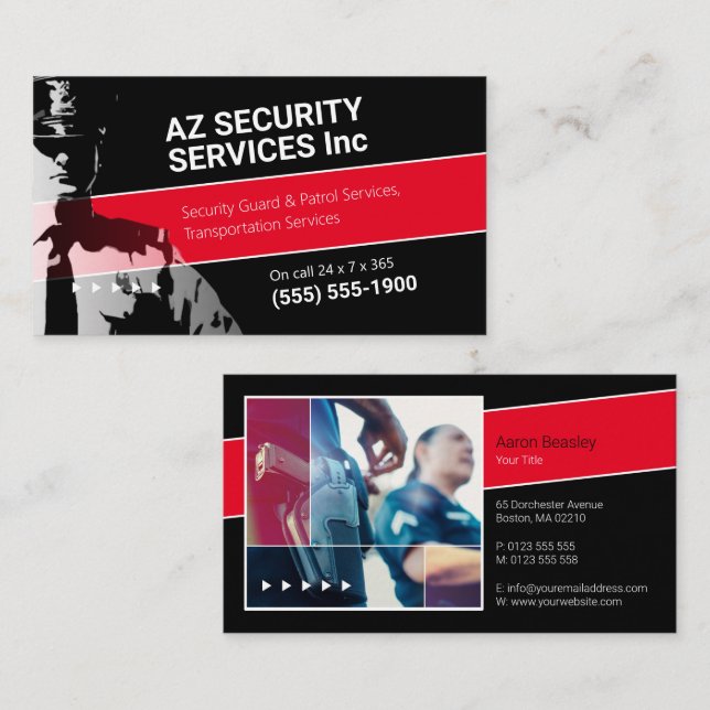 Carte De Visite Services de sécurité | Police privée (Devant / Derrière)