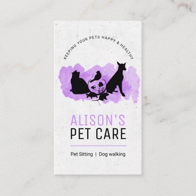 Carte De Visite Services de soins aux animaux de compagnie / Servi (Devant)