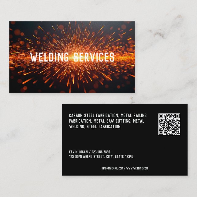 Carte De Visite Services de soudure QR personnalisé (Devant / Derrière)