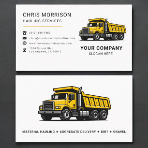 Carte De Visite Services de transport par camion à benne