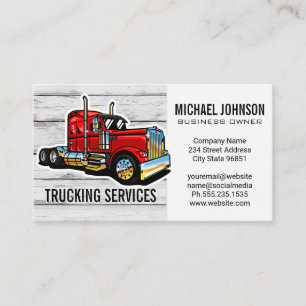Carte De Visite Services de transport routier   Camion Semi-Rouge 