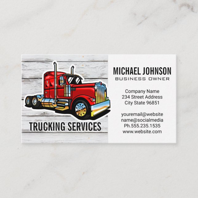Carte De Visite Services de transport routier | Camion Semi-Rouge  (Devant)