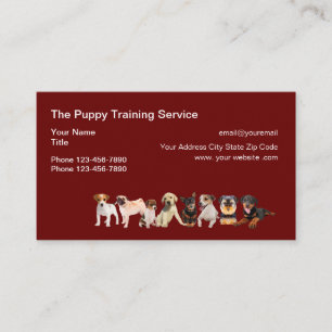 Carte De Visite Services d'entraînement de chien Thème de chiot