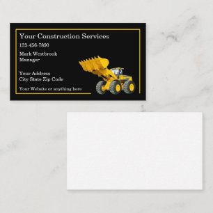 Carte De Visite Services d'équipement d'excavation de construction