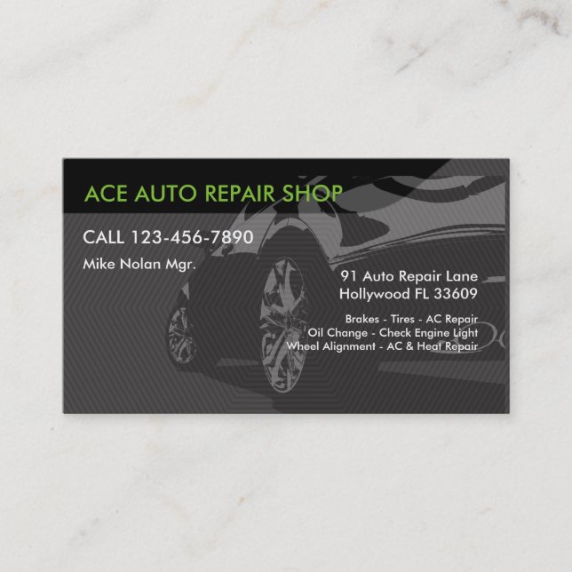 Carte De Visite Services des réparations automatiques (Devant)