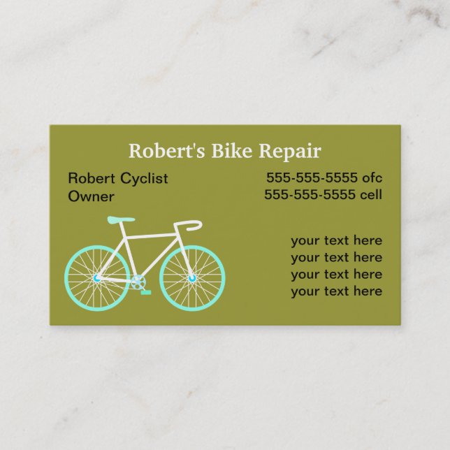 Carte De Visite Services des réparations de vélo (Devant)