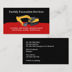 Carte De Visite Services d'excavation à double face modernes